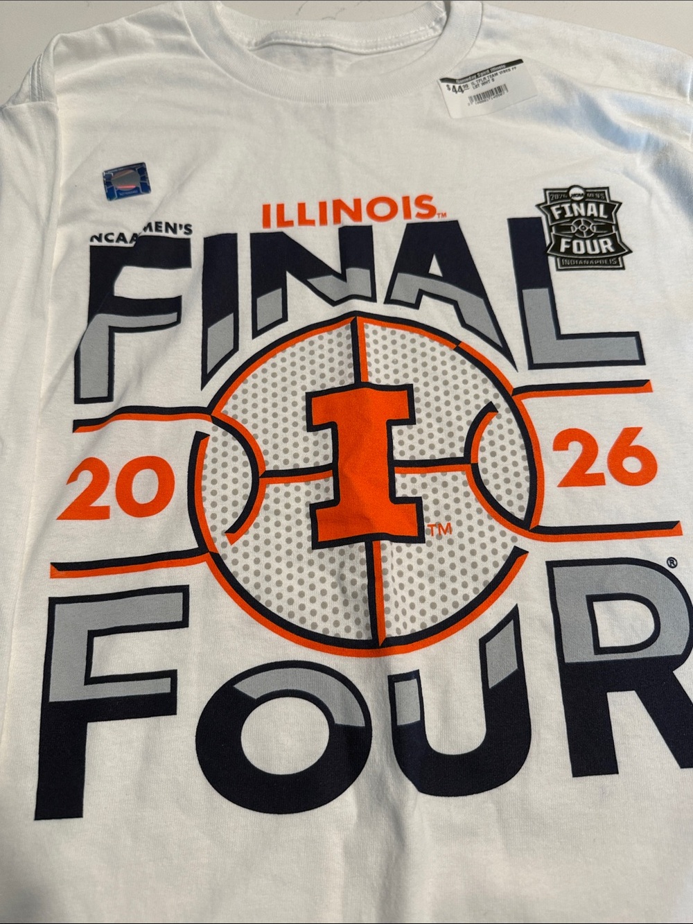Illinois ILLINI Final Four White Cotton T-Shirt - Size S
